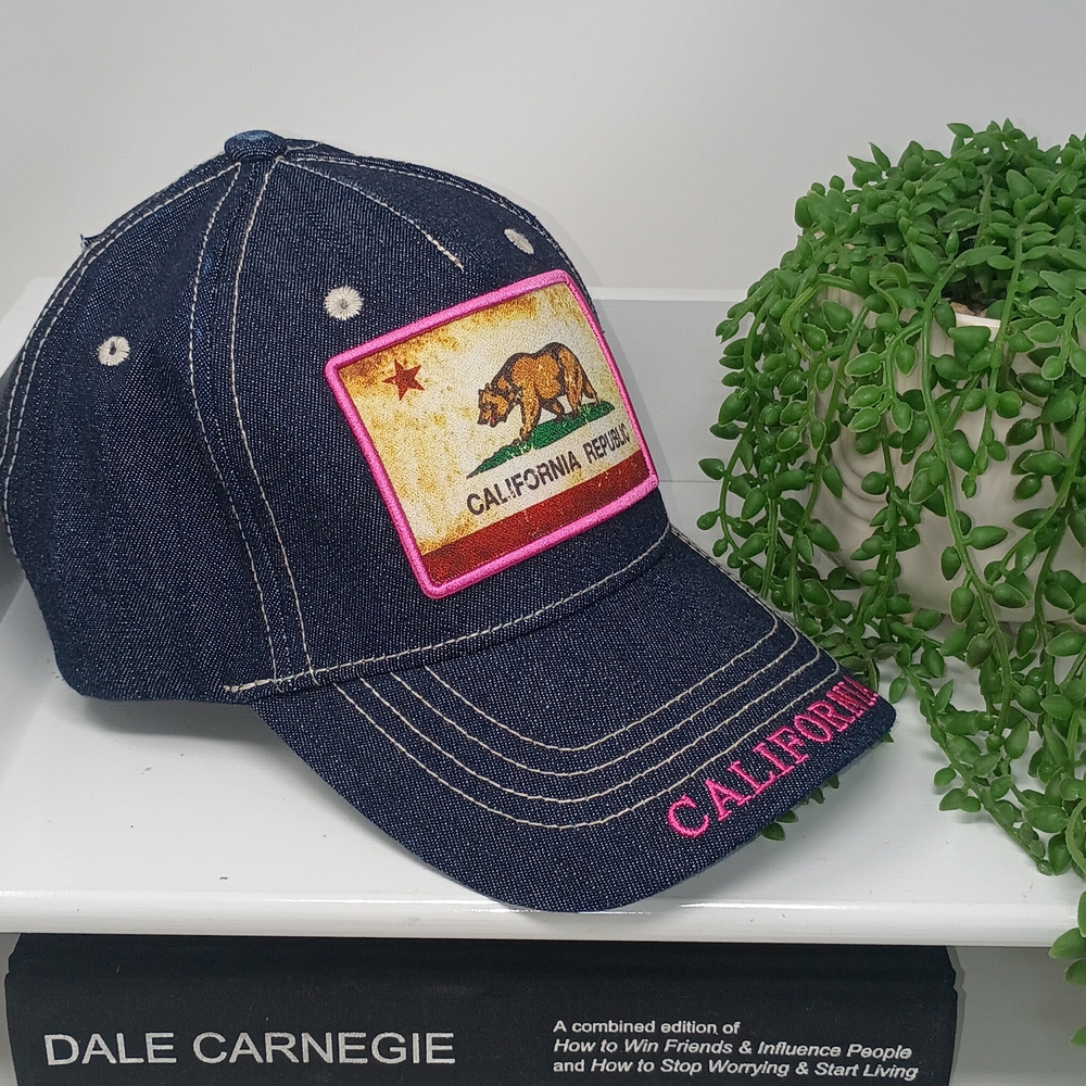 Robin Ruth Denim California Republic Hat - Blue and Pink - Picture 9 of 9